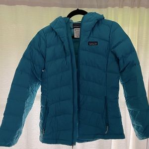 Patagonia hooded puffer jacket.